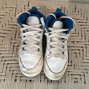 Jordan Kids White and Teal Sneakers